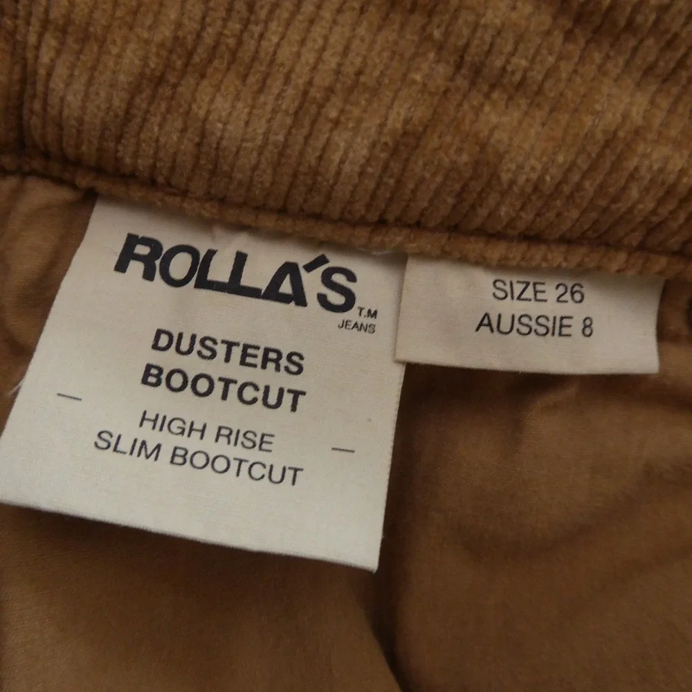 Rolla's Women Dusters Bootcut Tan Corduroy High Rise Slim Bootcut 26 - Picture 10 of 12